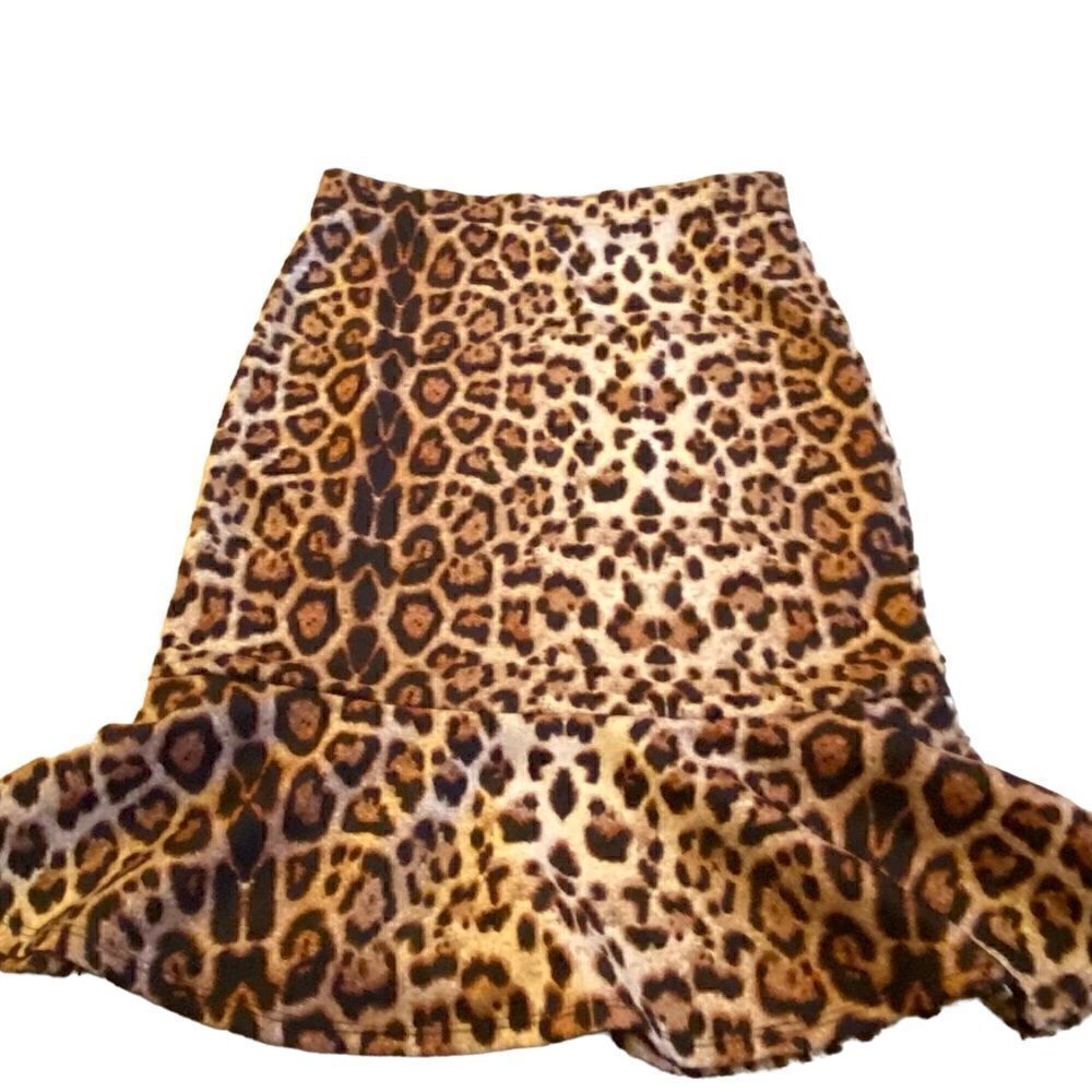 NWOT Faith and Joy Leopard Print Peplum Skirt